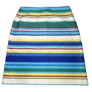 TALBOTS Cotton striped Skirt Colorful Womens 28” waist 4 Petite pink blue red